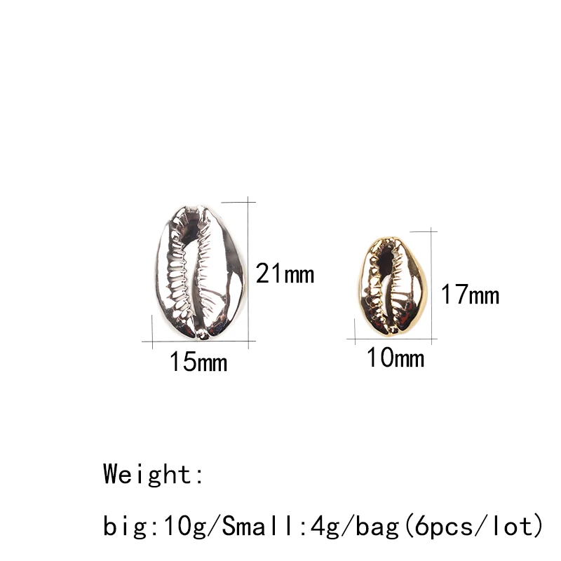 Натуральные ракушки Cowrie соединяют шармы бусины 10 шт./лот золотое покрытие для
