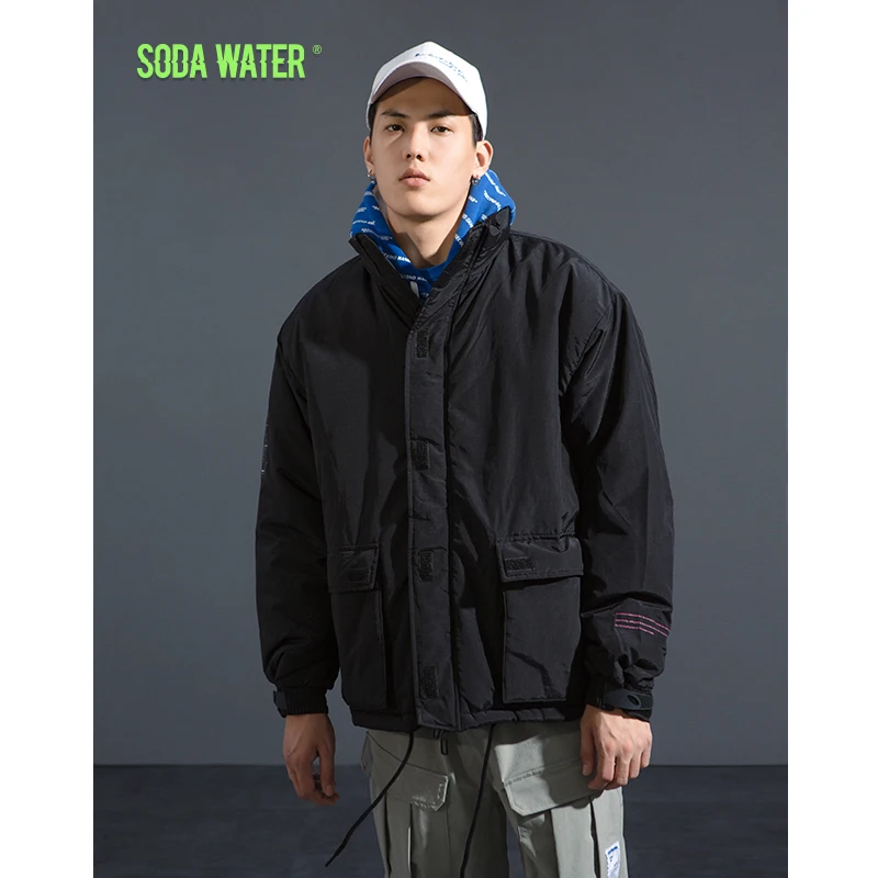 Мужская куртка с хлопковой подкладкой sodawater однотонная повседневная уличная