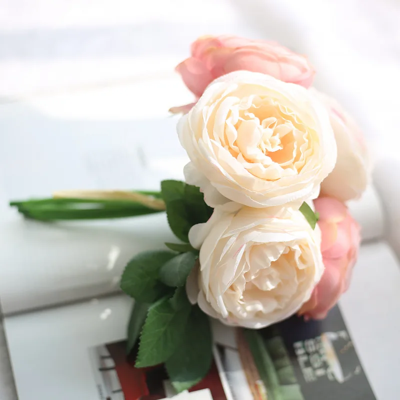 5 head Multilayer Silk Rose Artificial flower wedding hand bouquet home decoration | Дом и сад