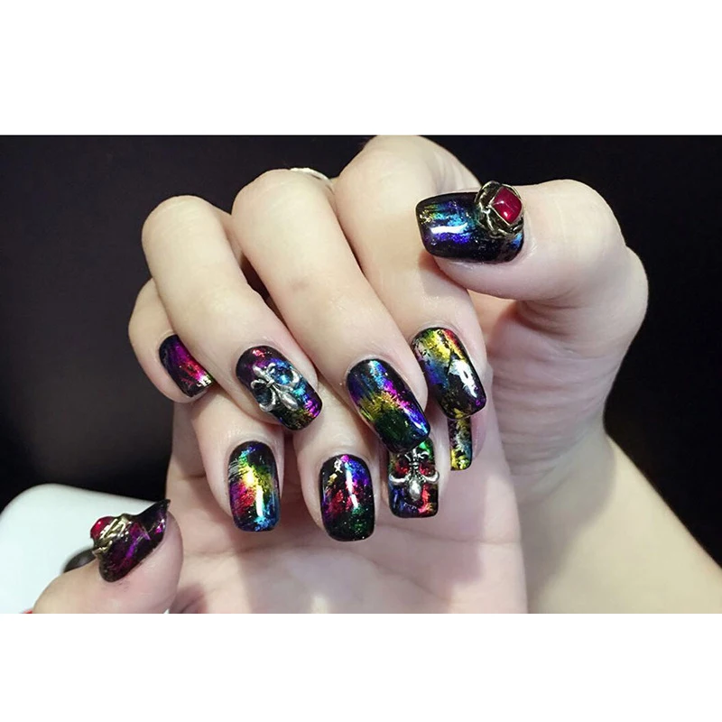 

10Rolls/box Nail Transfer Foil Sticker Adhesive Decals Holographic Nail Art Sticker Laser Starry AB Color Wraps Paper Decoration