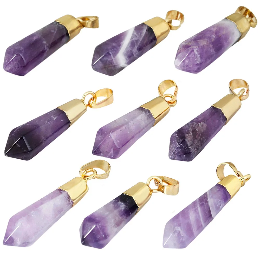 

SUNYIK Hexagonal Prism Point Healing Crystal Pendant Necklace (Free Chain)