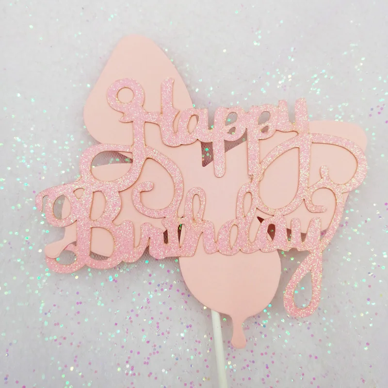 Shiny butterfly cake topper Cake decoration Happy birthday Baby shower party baking Child flag | Дом и сад
