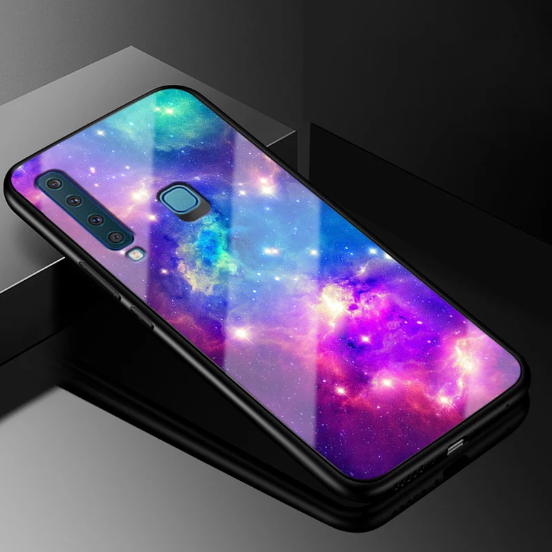 Для samsung A9 чехол A 9 PC Пластиковый стеклянный чехол для телефона черный TPU бампер чехол для samsung Galaxy A9 A920F A920 A9s
