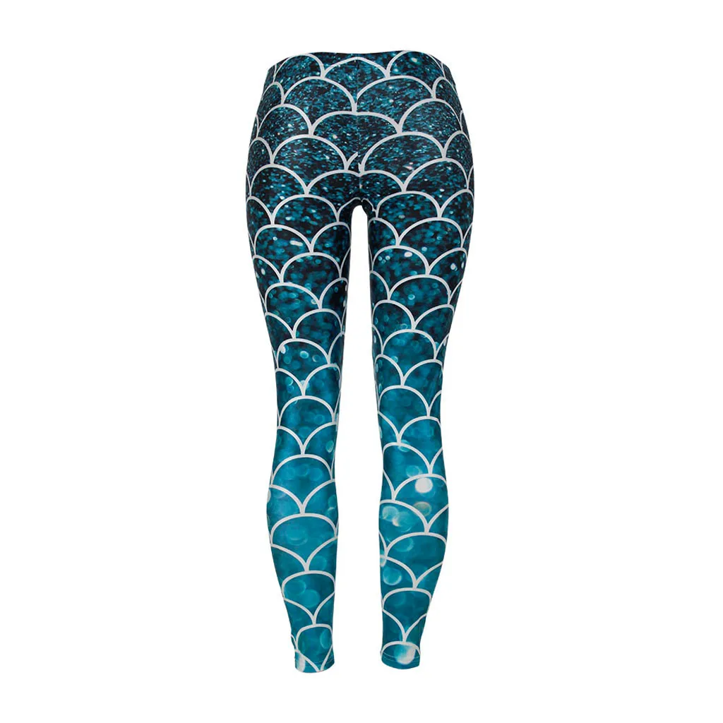 2019 хит продаж штаны с принтом чешуи спортивные женские лосины эластичные