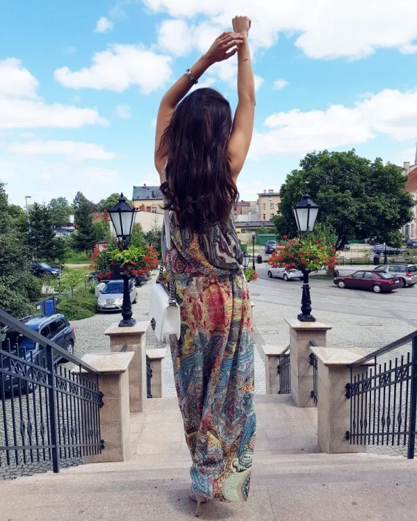 Женщины Boho Платье Богемный Стиль Тотем Цветок Печатных Холтер Шеи Без Рукавов