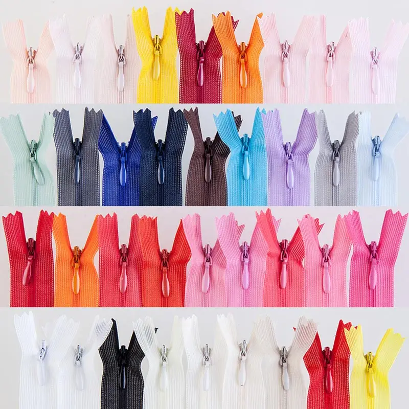 random colors 10 шт. 28 см; большие размеры 35-40 см, 45 см 50 см 55 60 см в длину 3# невидимые молнии нейлон катушки молнии набор «сделай сам» для пошива одежды аксессуары для одежды - Цвет: random colors