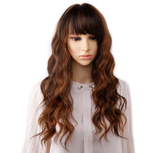 Парик женский с натуральными волнами, длинный из черных и коричневых синтетических волос с челкой, с эффектом омбре, светлый, для косплея и вечерние
