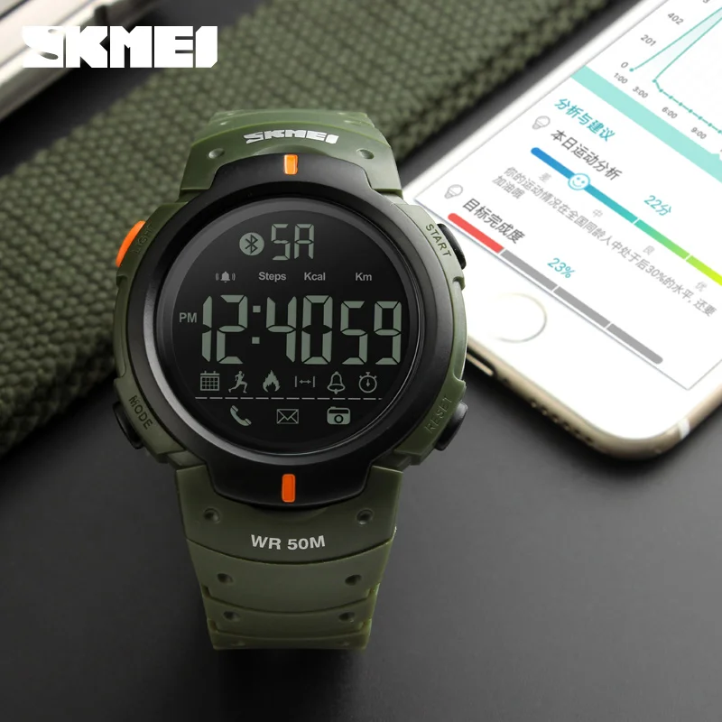 SKMEI моды смарт-спортивные часы Для мужчин калорий, Шагомер Bluetooth Умные часы Водонепроницаемый Цифровые наручные часы Relogio Masculino
