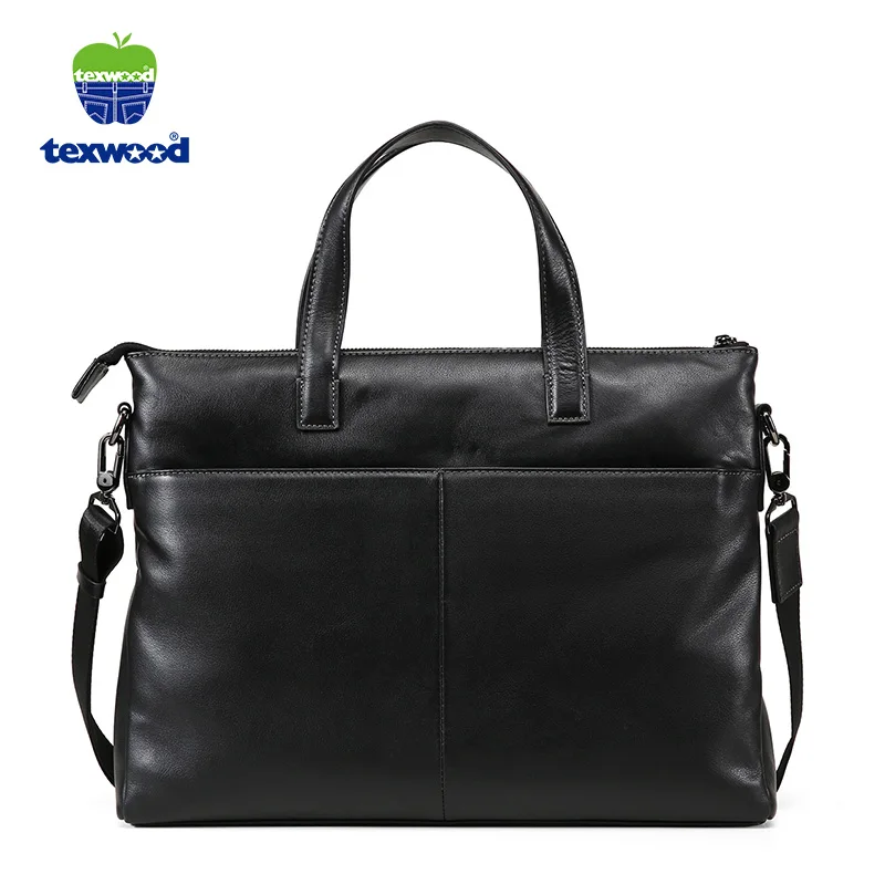 Texwood Genuine leather Business Briefcases handbags male shoulder bags high quality Natural skin men handbag Laptop bag | Багаж и сумки