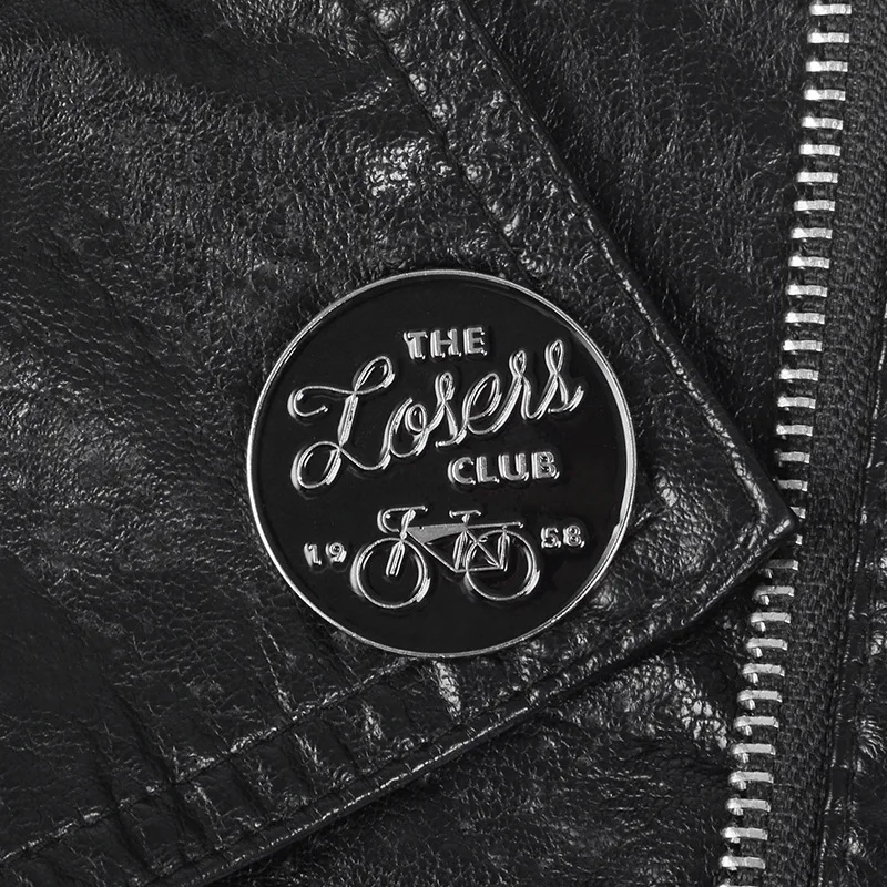 2019 Fashion The loser club Enamel Pin Black Silver Bike Round button Badge Brooch Bag Clothes Jewelry Gift for Friends trinket | Украшения