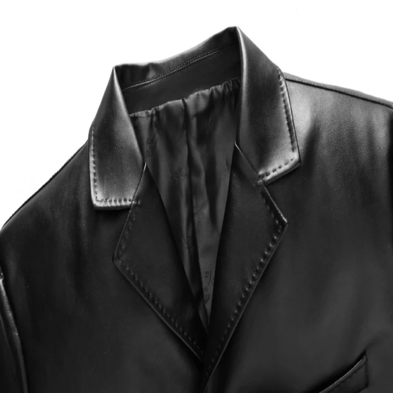 

Spring Autumn Men's Leather Jacket Casual PU Blazer Jacket Male Single Breasted Slim Fit Mens Leather Jackets Coats Black Blue