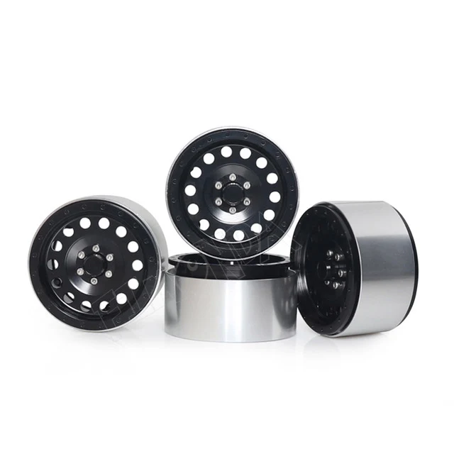 silver black 4 шт. алюминиевый сплав 2,2 дюйма обод для колеса Beadlock для 1/10 RC Гусеничный автомобиль осевой SCX10 Traxxas TRX4 RR10 Wraith 90053 90056 CC01 - Цвет: silver black