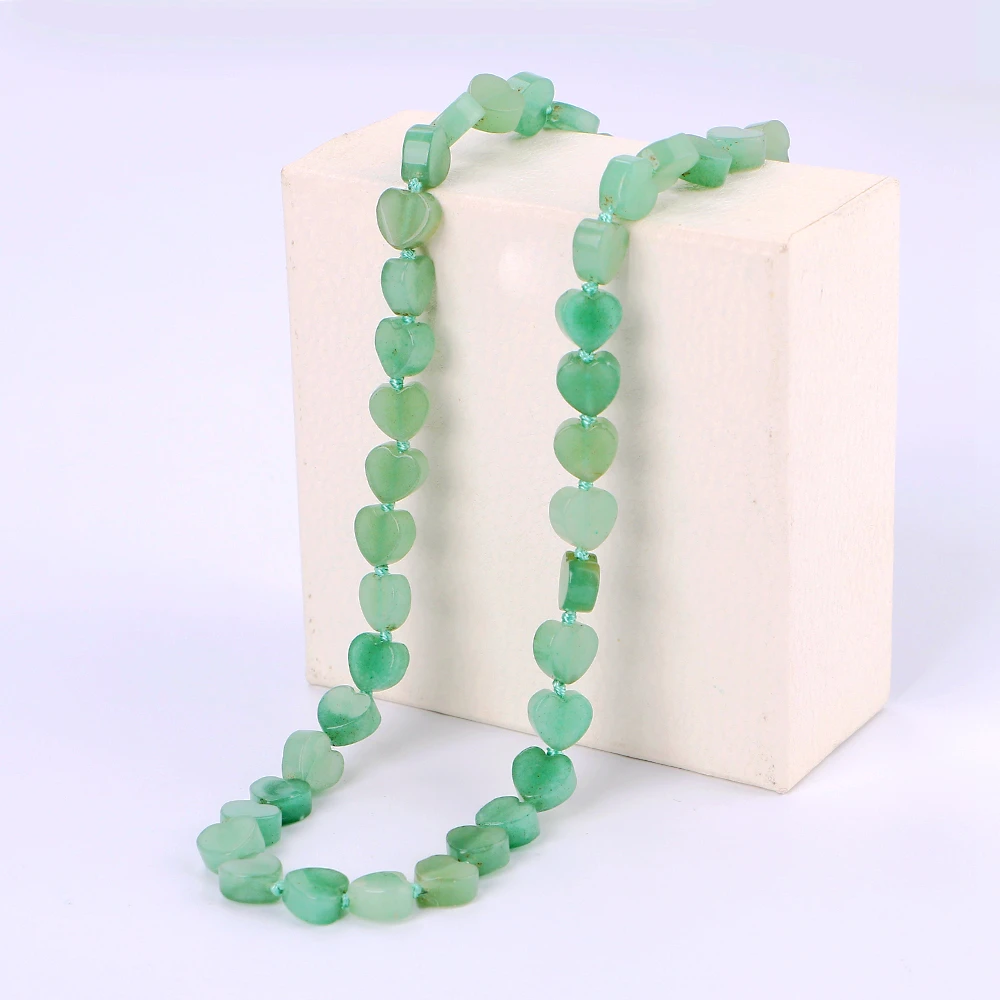Yumten Aventurine Jade Necklace Power Chakra Healing Stones Heart Love Crystal Womens Jewelry Zelda Skyrim Kpop Wholesale 5 PCS | Украшения