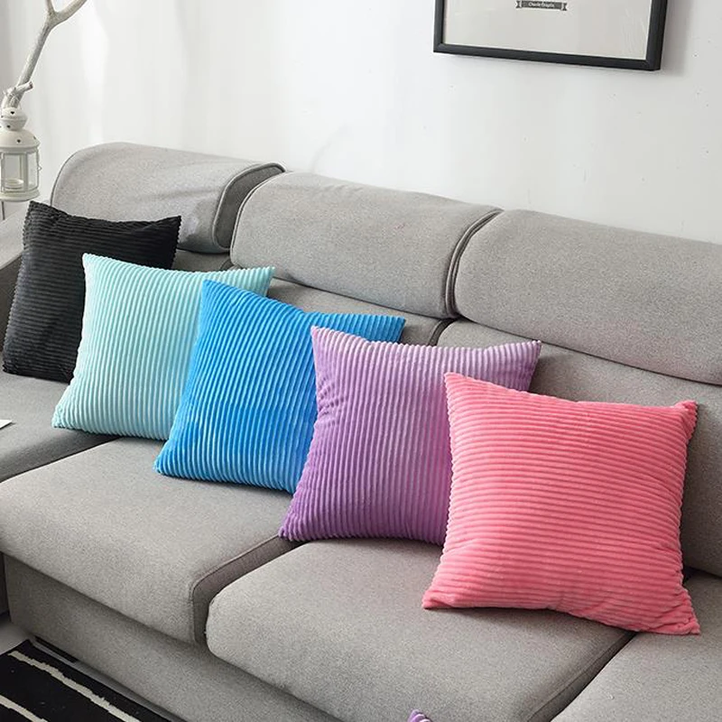 Квадратная Вельветовая однотонная Мягкая Наволочка для подушки 45 см современное