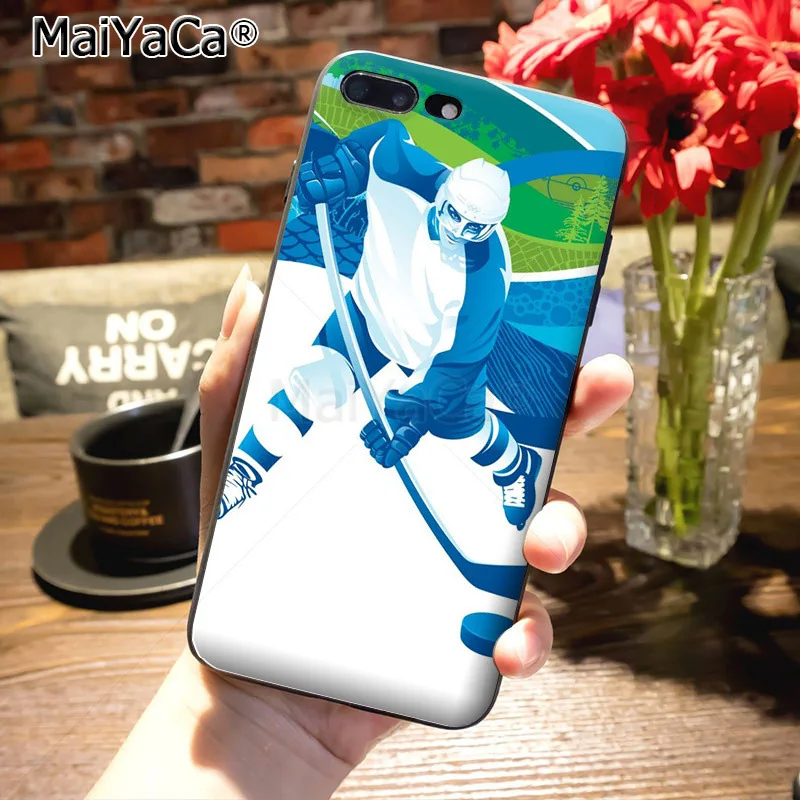 MaiYaCa с надписью I love хоккей спортивные роскошные модные 2D Телефон чехол для iPhone 7plus