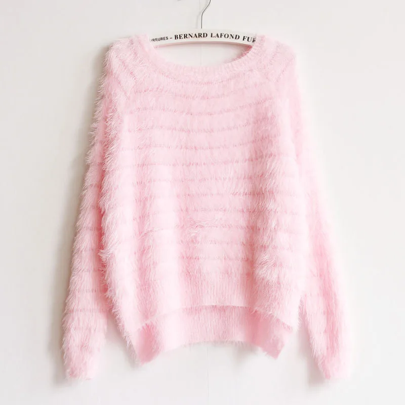 Для женщин с длинным рукавом Свободные пуловеры вязаные свитера Jumper Трикотаж Верхняя одежда тонкие осенние Стиль Для женщин мохеровые свитеры