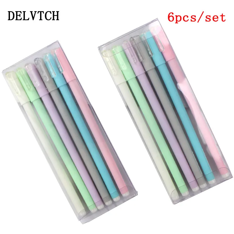 DELVTCH 6 шт./лот гелевая ручка 0 5 мм простой стиль искусственная подходит для