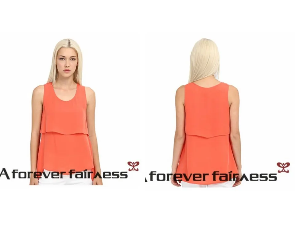 2014 женщины жилет без рукавов о-образным шеи сладкий блузка цвет совок-образным