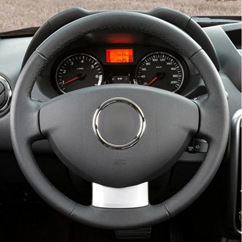 GKMHiR DIY чехол на руль черный из натуральной кожи рулевого колеса автомобиля для
