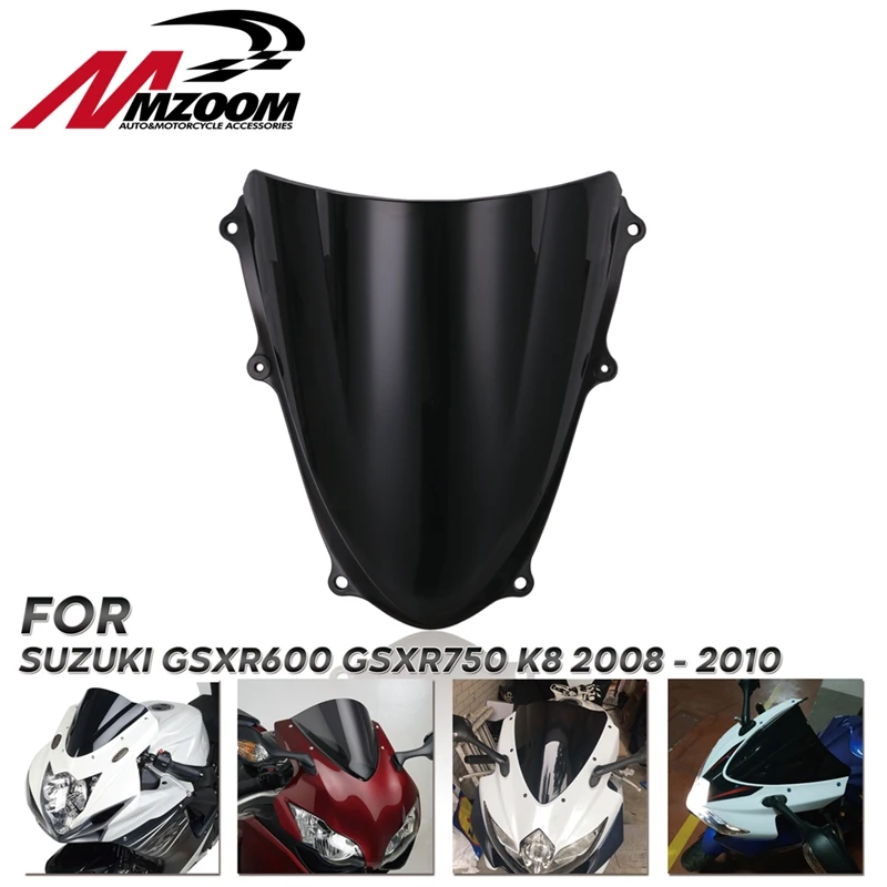 Черный ветровое стекло двойной пузырь для Suzuki GSXR 600 750 R gsxr600 gsxr750 600R 750R K8 2008 2009 2010 08 09