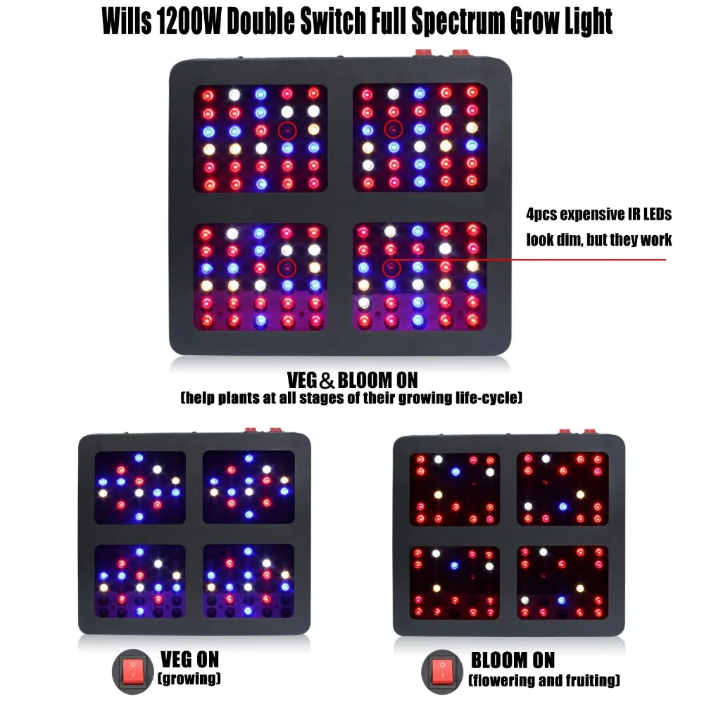 Phlizon 1200 Вт led grow light Обогреватель Палатки комнатное растение растущий цветок лампа