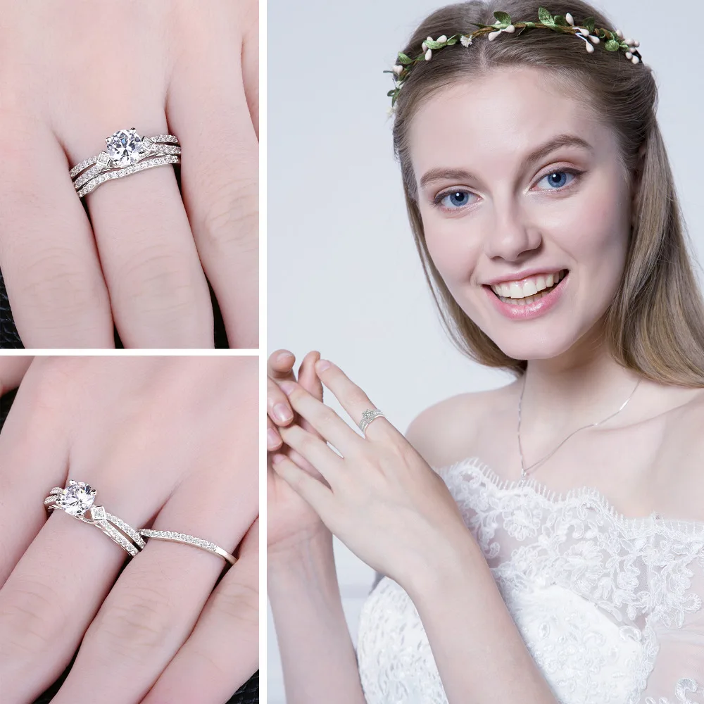 JewelryPalace Engegement 0.8ct круглый кубического циркония обручальное кольцо Набор 925