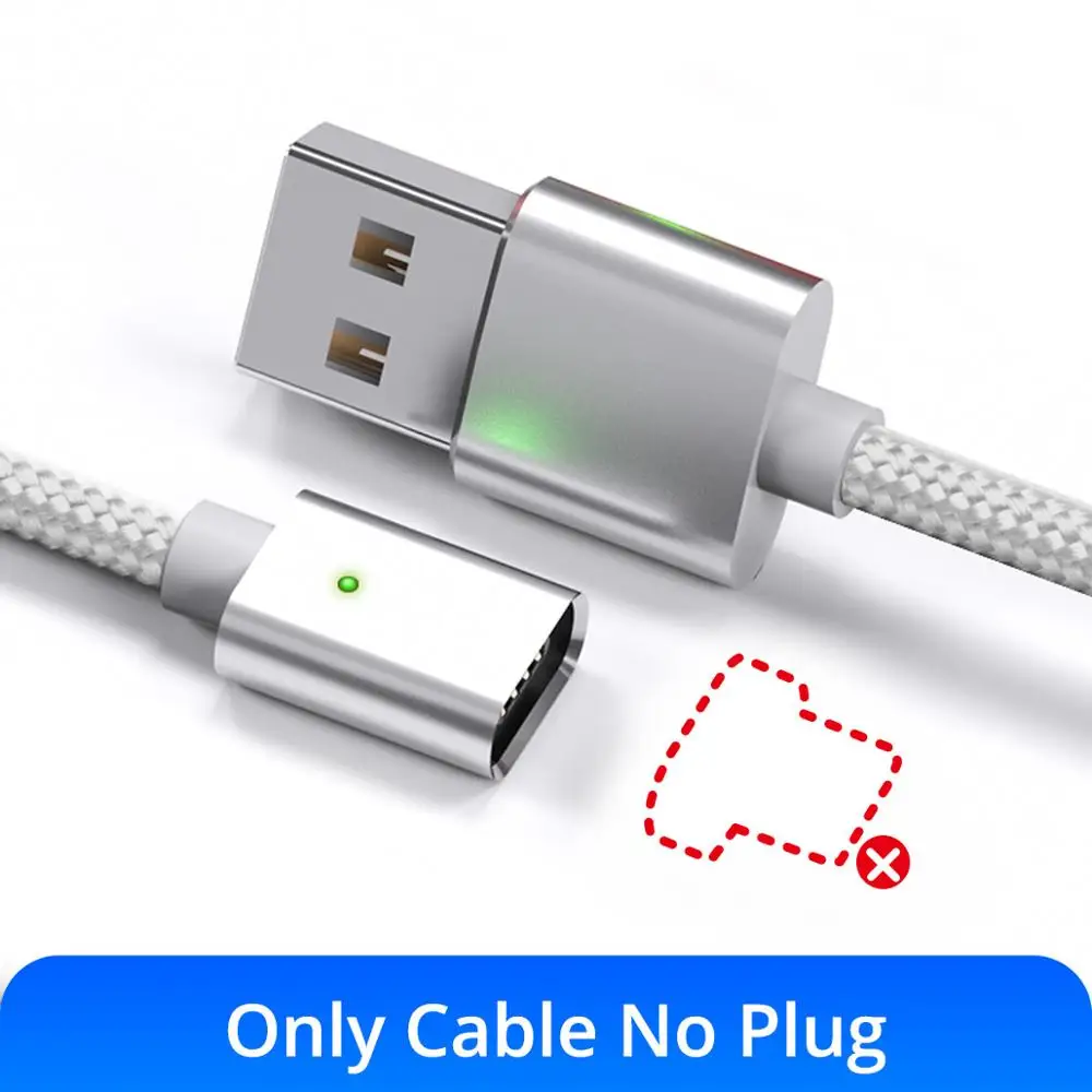 White Cable No Plug Ankndo Micro USB кабель Магнитный кабель Быстрая зарядка нейлоновый провод магнит Быстрая зарядка для смарт мобильный телефон, планшет на OC android устройство - Цвет: White Cable No Plug
