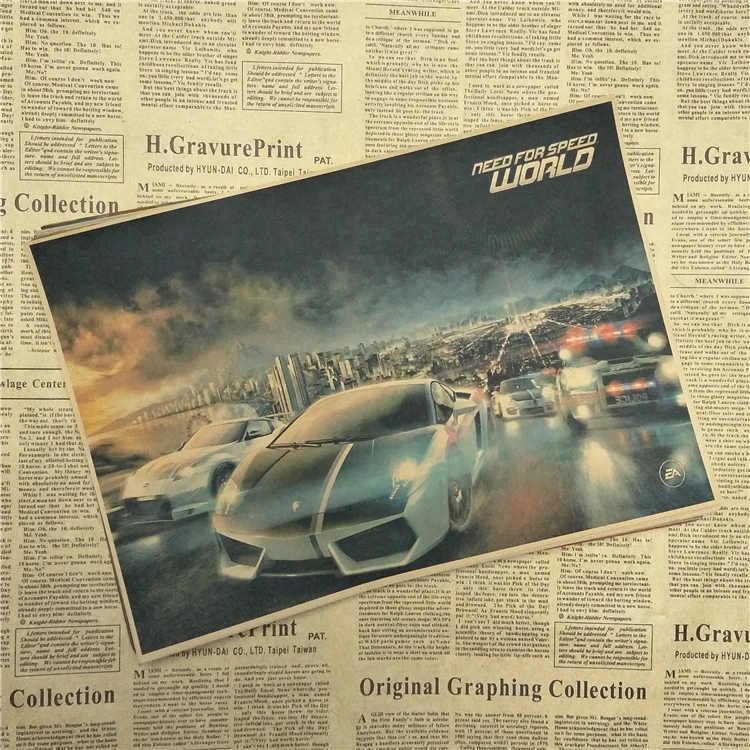 Винтажный постер Need For Speed Game Декор для дома из крафт бумаги Наклейки на стены бара