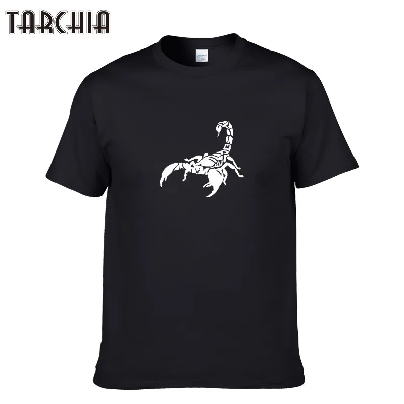 TARCHIA летняя мужская футболка с принтом скорпиона креативный дизайн хлопковые