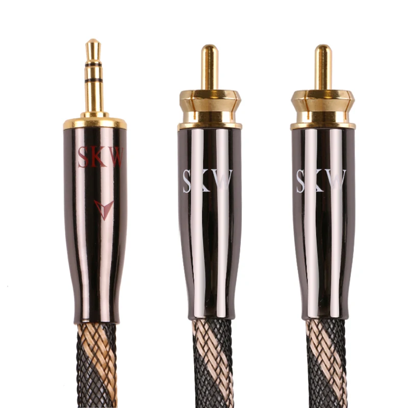 Skw 3.5 мм Джек стерео 2 RCA аудио кабель y-образный мужчинами ТВ телефон подключения