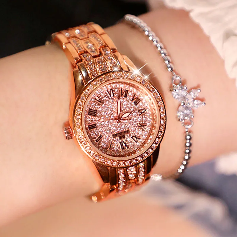 Женские кварцевые часы whatch роскошные из нержавеющей стали с розовым и серебряным