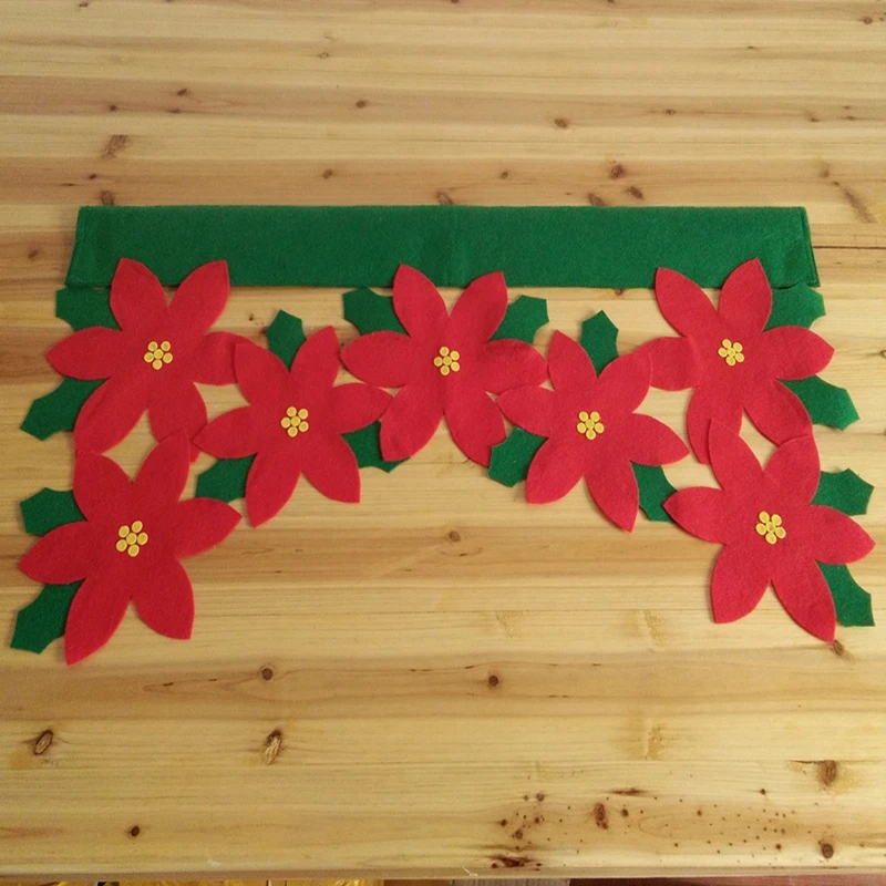 Рождество Poinsettia цветочные лепестки окна балдахин ткань декор для занавесок