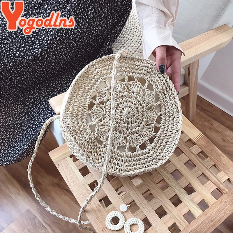Yogodlns Новая женская Соломенная Сумка богемная ротанговая Женская пляжная сумка