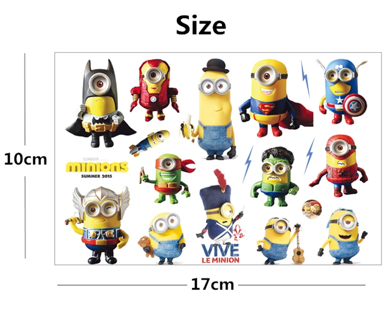 Детские наклейки с миньонами SHNAPIGN модные летние водонепроницаемые в стиле Эльзы