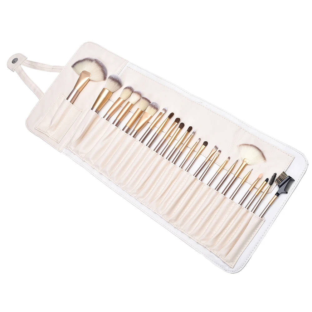 10Sets Professional Soft Champagne 18pcs Makeup Brushes Set Cosmetic Real Make Up Tools eyeshadow blush With Leather Bag | Красота и