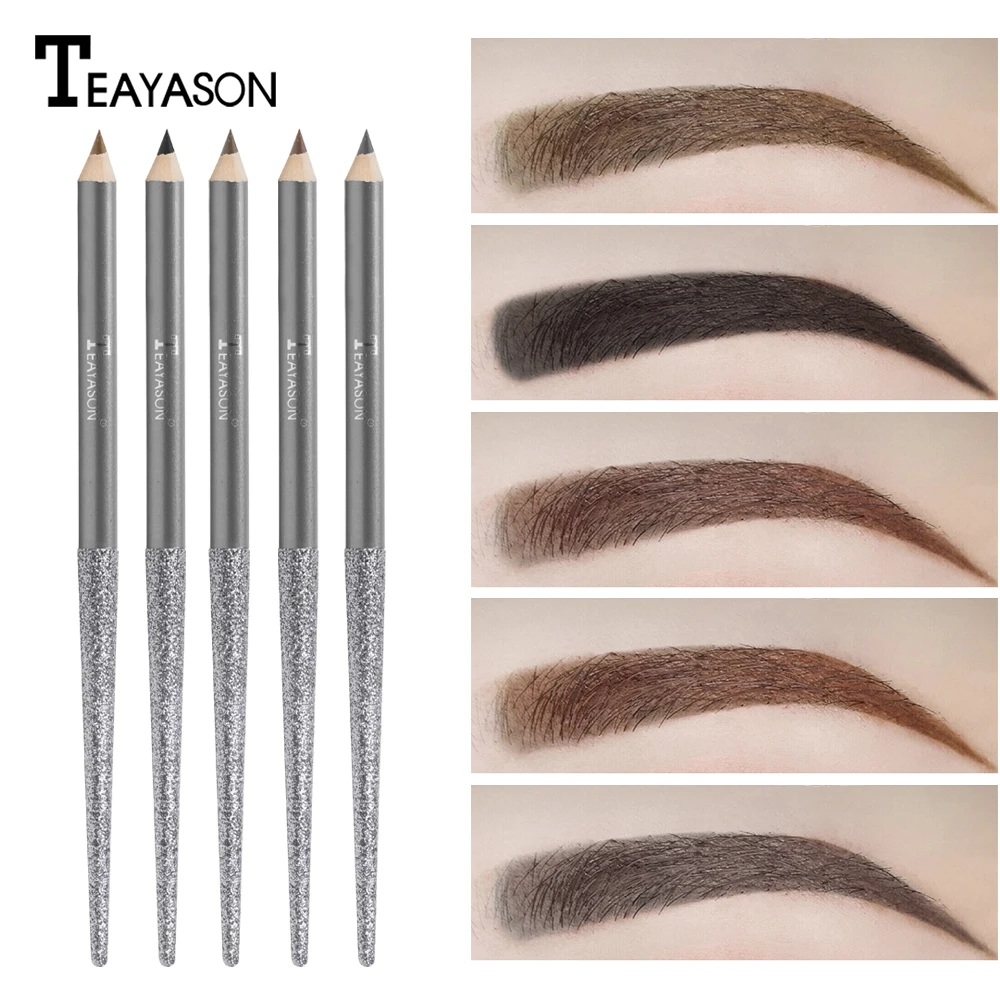 Карандаш для бровей Teayason Черная/коричневая/кофейная ручка с блестящей