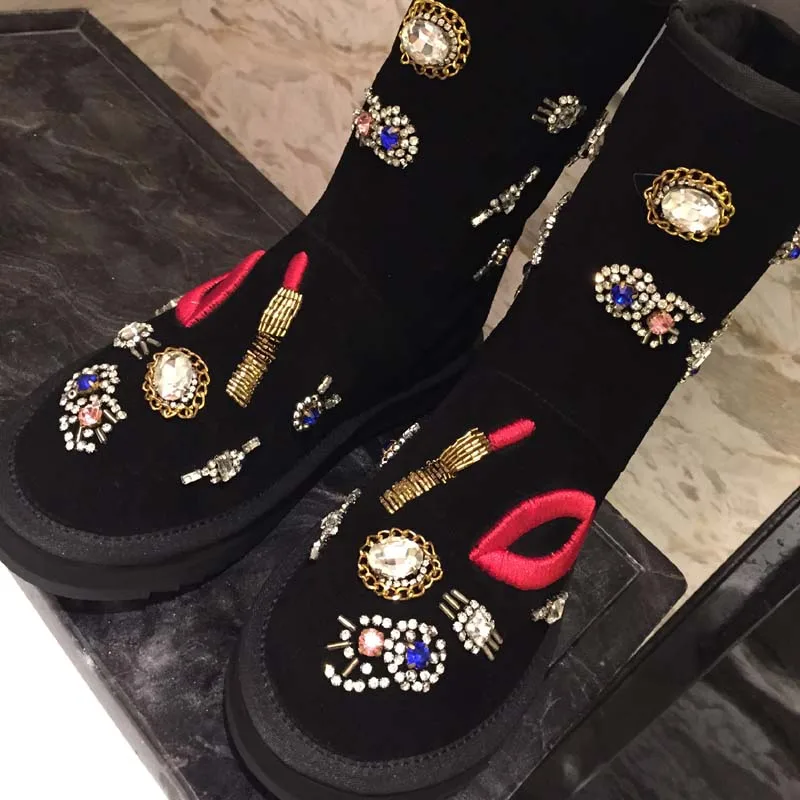 Теплые зимние сапоги EIOUPI из натуральной овечьей кожи женские повседневные