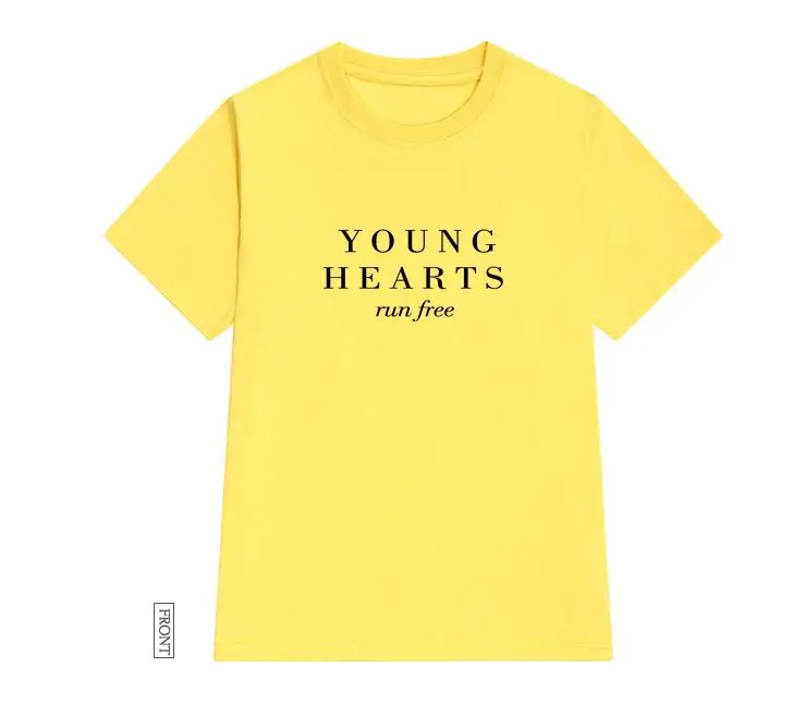 Женская футболка young hearts run free хлопковая Повседневная забавная Футболка для леди