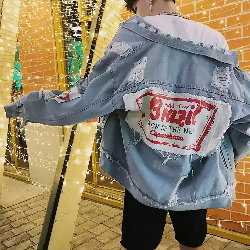 Весенняя джинсовая куртка с капюшоном Для мужчин поддельные Двойка Streetwear Японии