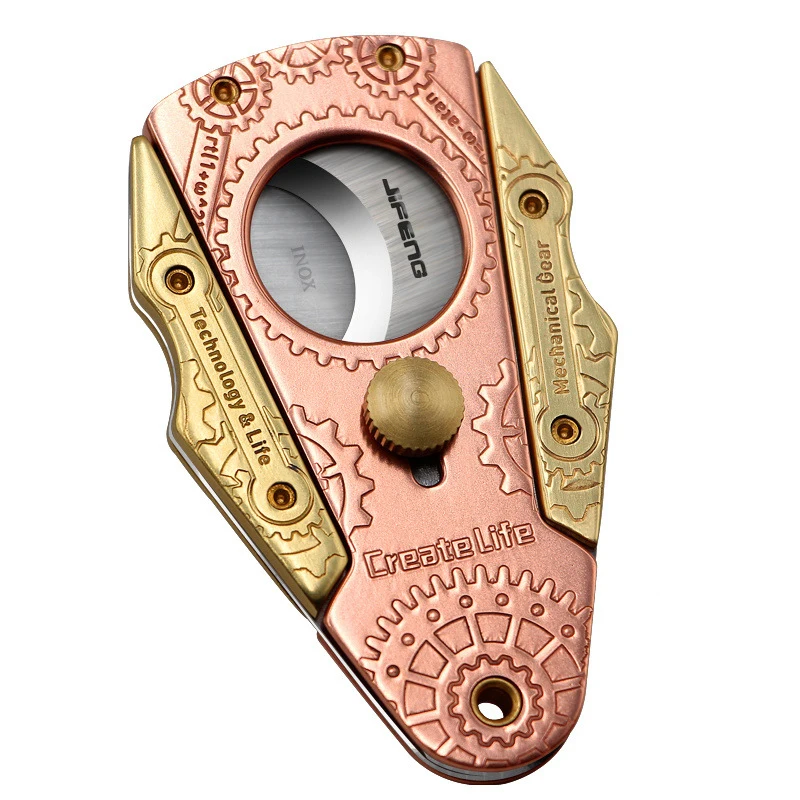 

Two Colors Vintage Style Copper Sharp Dual Blades Latch Closed 21mm Cigar Cutter With Leather Case