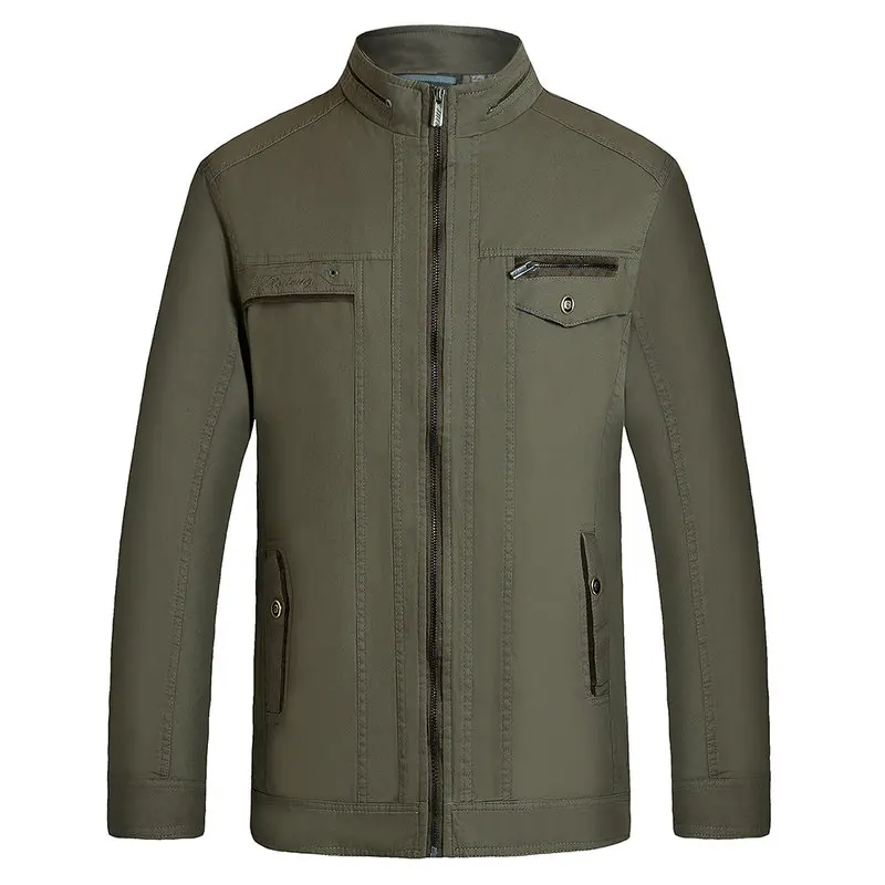 gray jacket WAEOLSA мужская серая повседневная куртка со стоячим воротником базовое пальто для мужчин среднего возраста тканые куртки для отдыха нейлоновые пальто весенняя одежда - Цвет: gray jacket