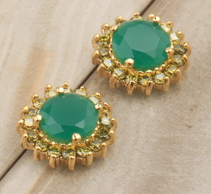 Женские серьги пусеты S5153 зеленый оливковый перидот лимитированная серия|colorful stud