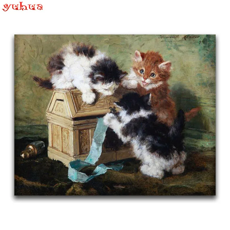 5D DIY Diamond embroidery Cross stitch Cartoon dog Full Round painting cat Square mosaic Animal kitten | Дом и сад