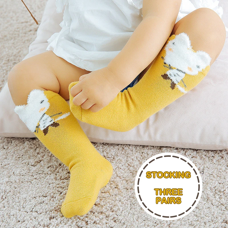 3 пары детских носков для новорожденных милые хлопковые носки до колена с героями