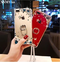 luxury bling rhinestone crystal diamond ring holder stand soft phone case for iphone 13 12 11 pro max x xs max xr 6 6s 7 8 plus