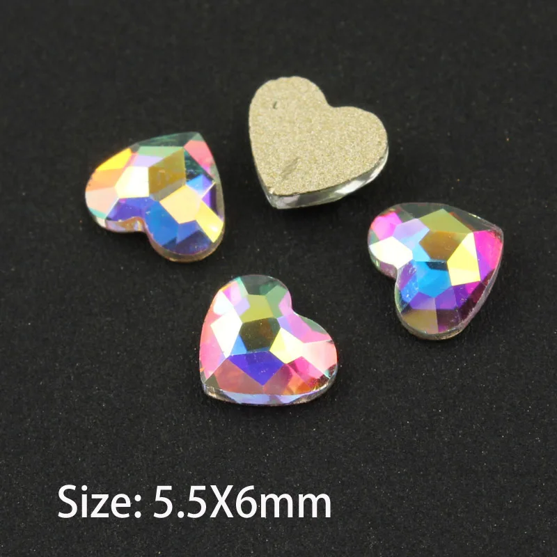 Heart 5.5x6mm Горячая Распродажа кристаллические Нейл-арт, стразы 31 стилей красивые стразы crystal Stone 30/100 шт для 3D украшение для ногтей - Цвет: Heart 5.5x6mm