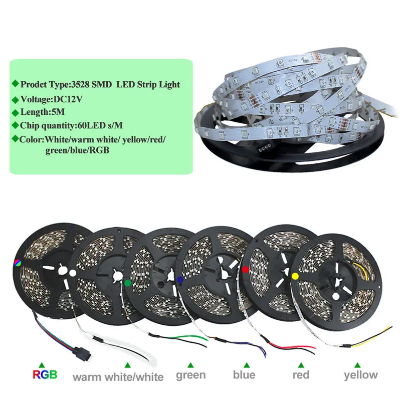 Светодиодная лента SMD3528 12 В Гибкая светодиодная полоса световая не