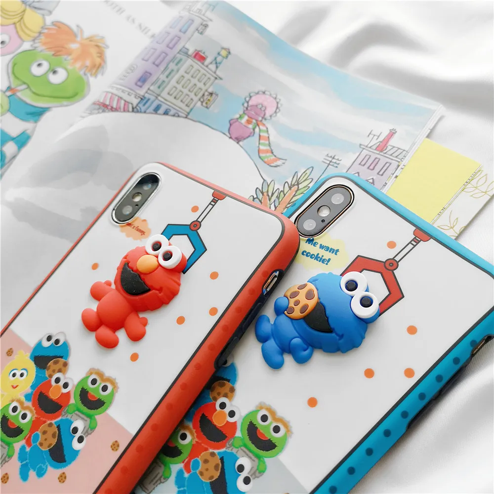 Мультфильм Улица кунжута печенья Elmo 3D кукла машина чехол для iPhone X XS MAX XR 6 6s 7 8 Plus