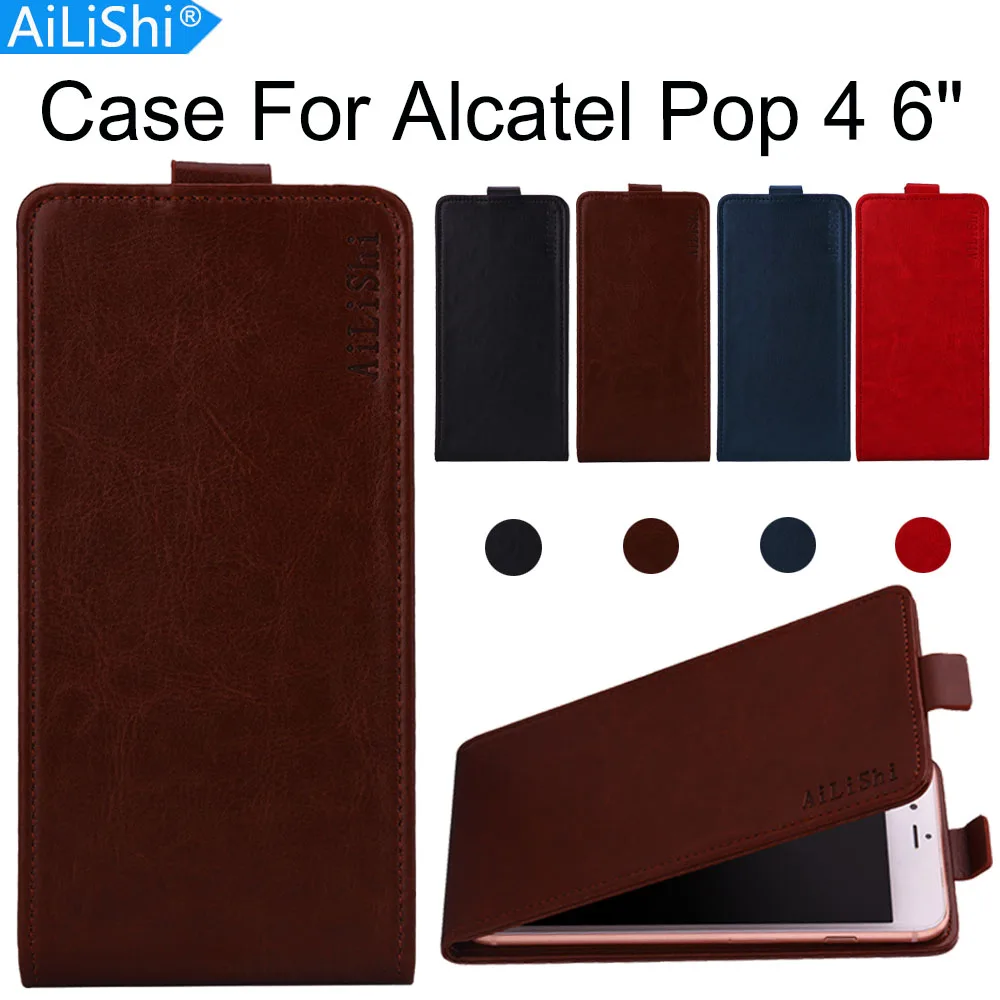 AiLiShi Factory Direct! Case For Alcatel Pop 4 6" Luxury Flip PU Leather Case Exclusive 100% Special Phone Cover Skin+Tracking