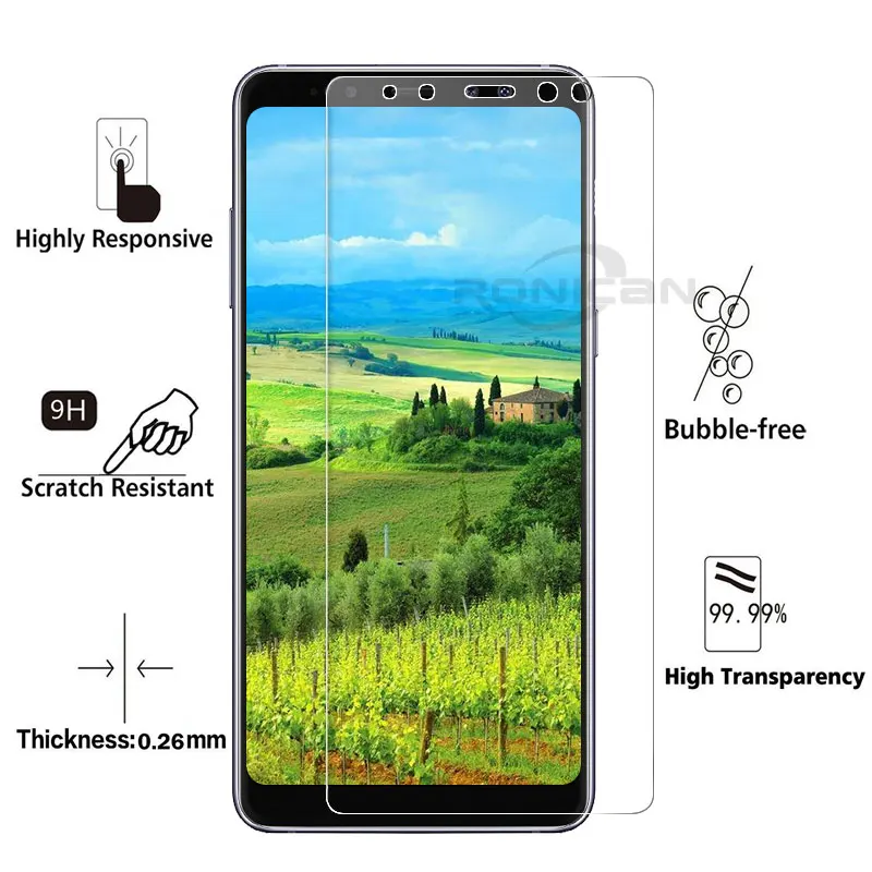 Защитное стекло RONICAN для Samsung Galaxy A8 2018 Plus защита экрана 9H 2.5D A830|Защитные стёкла и